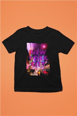 Times Square Siyah Unisex Çocuk Tişört