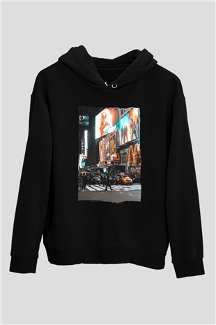 Times Square Siyah Unisex Hoodie