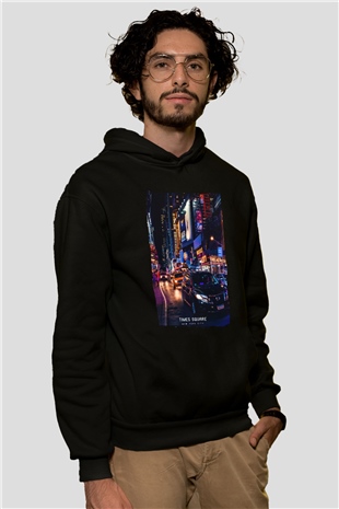 Times Square Siyah Unisex Hoodie