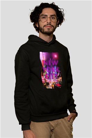Times Square Siyah Unisex Hoodie
