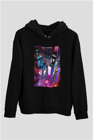 Times Square Siyah Unisex Hoodie
