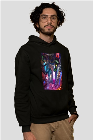 Times Square Siyah Unisex Hoodie