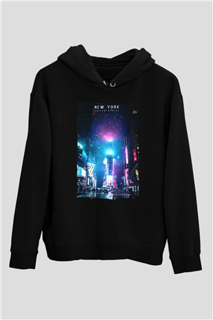 Times Square Siyah Unisex Hoodie