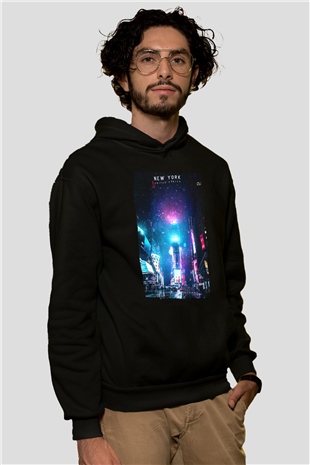 Times Square Siyah Unisex Hoodie