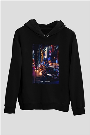 Times Square Siyah Unisex Hoodie