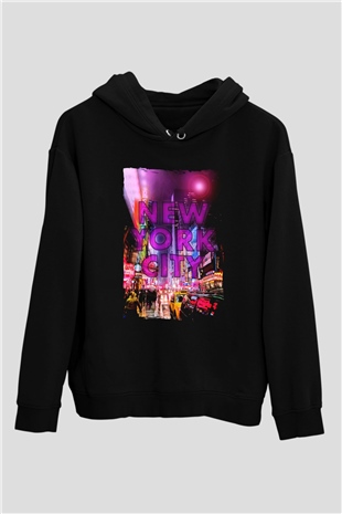 Times Square Siyah Unisex Hoodie