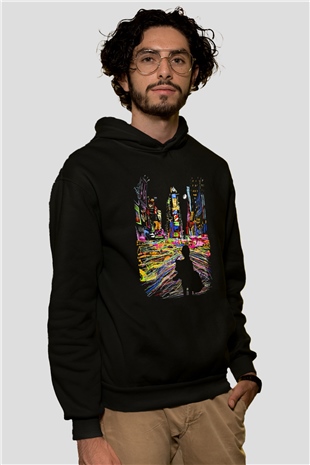 Times Square Siyah Unisex Hoodie