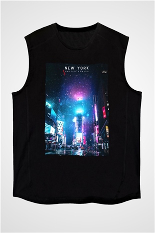 Times Square Siyah Unisex Kolsuz Tişört