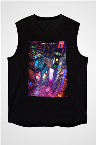 Times Square Siyah Unisex Kolsuz Tişört