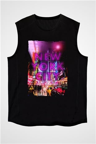 Times Square Siyah Unisex Kolsuz Tişört