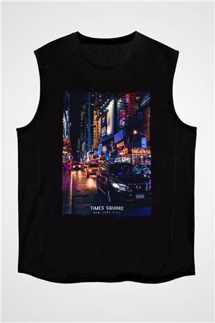 Times Square Siyah Unisex Kolsuz Tişört