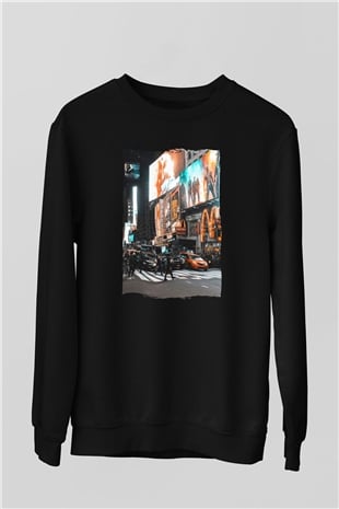 Times Square Siyah Unisex Sweatshirt