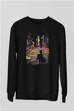 Times Square Siyah Unisex Sweatshirt