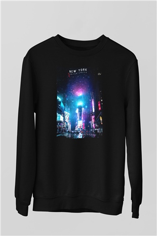 Times Square Siyah Unisex Sweatshirt