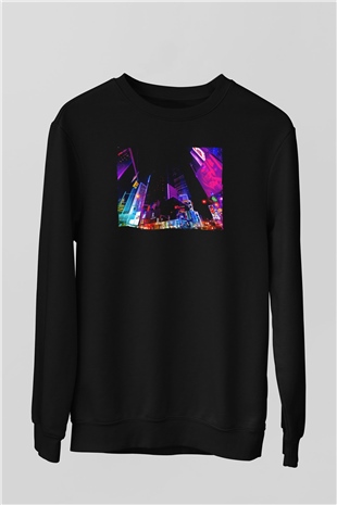 Times Square Siyah Unisex Sweatshirt