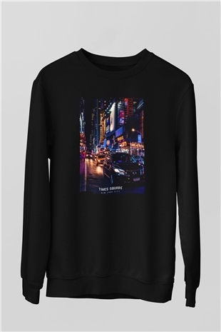 Times Square Siyah Unisex Sweatshirt
