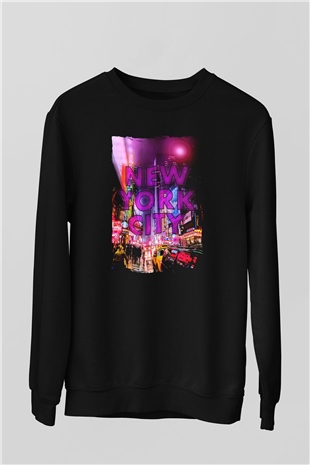 Times Square Siyah Unisex Sweatshirt