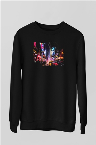Times Square Siyah Unisex Sweatshirt
