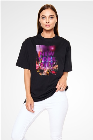 Times Square Siyah Oversize Tişört Oversize T-shirt - TişörtFabrikası