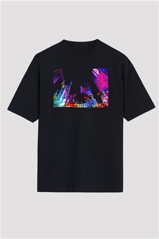 Times Square Siyah Oversize Tişört Oversize T-shirt - TişörtFabrikası