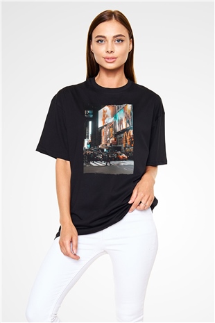 Times Square Siyah Oversize Tişört Oversize T-shirt - TişörtFabrikası