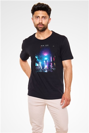 Times Square Siyah Unisex Tişört T-Shirt - TişörtFabrikası