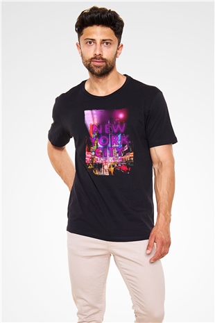 Times Square Siyah Unisex Tişört T-Shirt - TişörtFabrikası