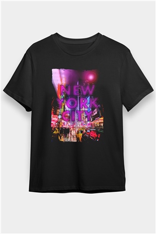 Times Square Siyah Unisex Tişört T-Shirt - TişörtFabrikası