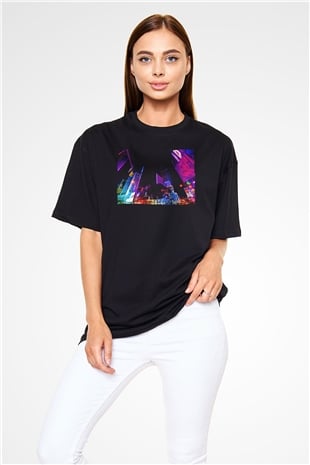 Times Square Siyah Oversize Tişört Oversize T-shirt - TişörtFabrikası