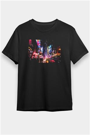 Times Square Siyah Unisex Tişört T-Shirt - TişörtFabrikası