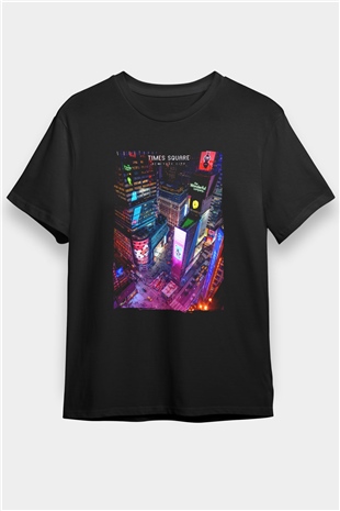 Times Square Siyah Unisex Tişört T-Shirt - TişörtFabrikası