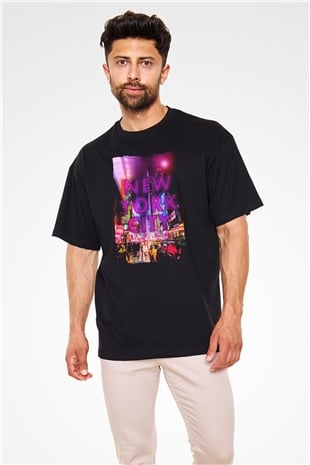 Times Square Siyah Oversize Tişört Oversize T-shirt - TişörtFabrikası