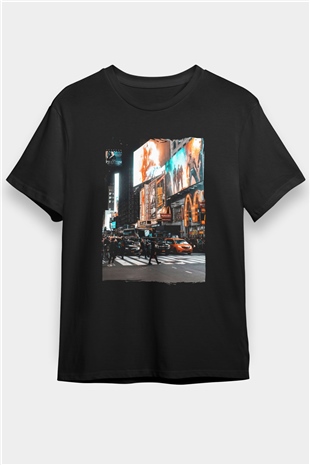 Times Square Siyah Unisex Tişört T-Shirt - TişörtFabrikası