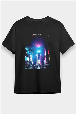 Times Square Siyah Unisex Tişört T-Shirt - TişörtFabrikası