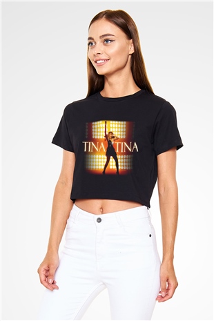 Tina Turner Siyah Crop Top Tişört