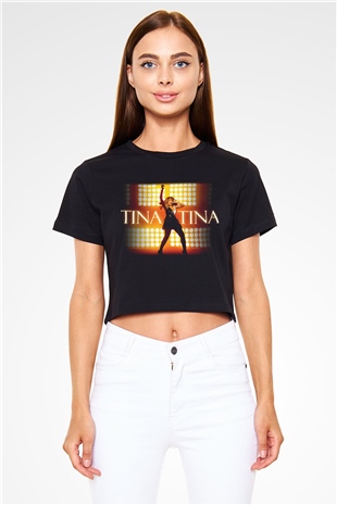 Tina Turner Siyah Crop Top Tişört