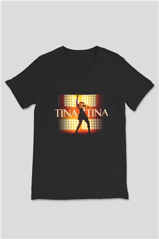 Tina Turner Siyah Unisex V Yaka Tişört T-Shirt