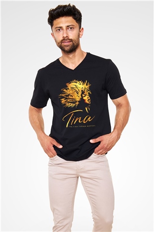Tina Turner Siyah Unisex V Yaka Tişört T-Shirt