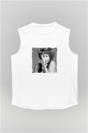 Tine Turner Baskılı Unisex Beyaz Kolsuz Tişört