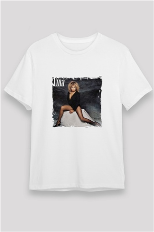 Tine Turner Baskılı Unisex Beyaz Tişört