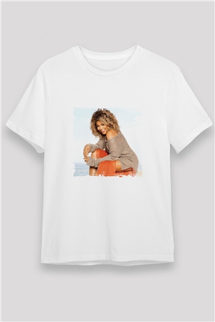 Tine Turner Baskılı Unisex Beyaz Tişört