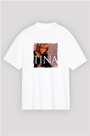 Tine Turner Baskılı Oversize Beyaz Tişört
