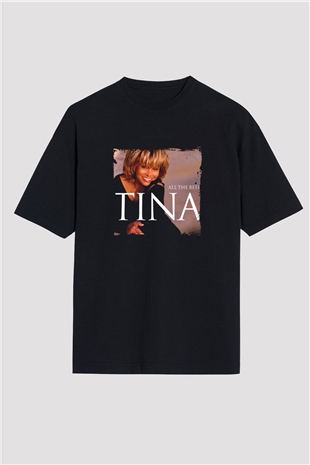 Tine Turner Baskılı Unisex Oversize Siyah Tişört