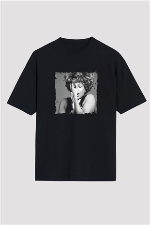 Tine Turner Baskılı Unisex Oversize Siyah Tişört