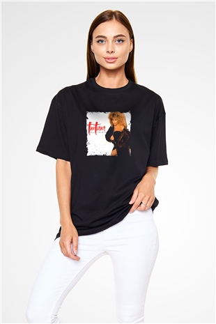Tine Turner Baskılı Unisex Oversize Siyah Tişört