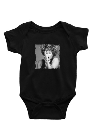 Tine Turner Baskılı Unisex Siyah Bebek Body - Zıbın