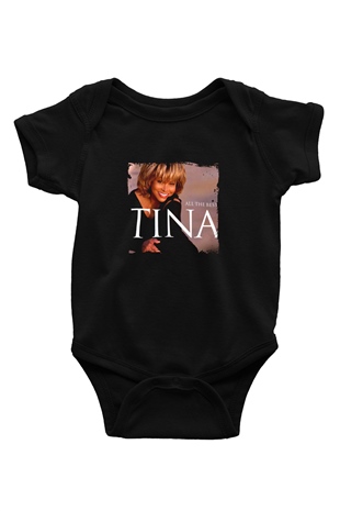 Tine Turner Baskılı Unisex Siyah Bebek Body - Zıbın
