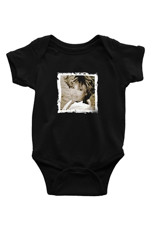 Tine Turner Baskılı Unisex Siyah Bebek Body - Zıbın