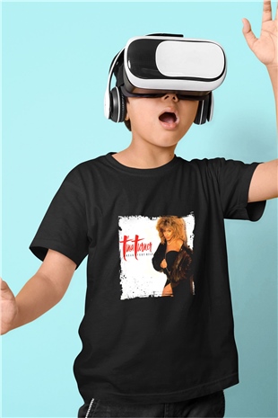 Tine Turner Baskılı Unisex Siyah Çocuk Tişört