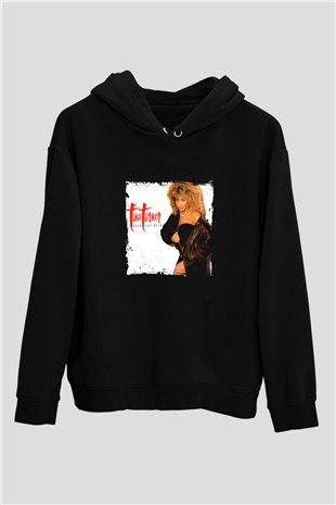 Tine Turner Baskılı Unisex Siyah Hoodie